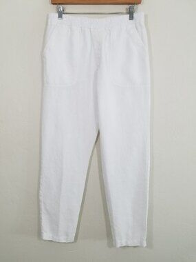 Not Monday Linen Pull-On Pants White Size S